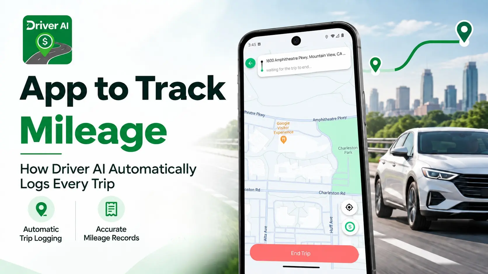 Driver AI automatic mileage tracking app for business trips