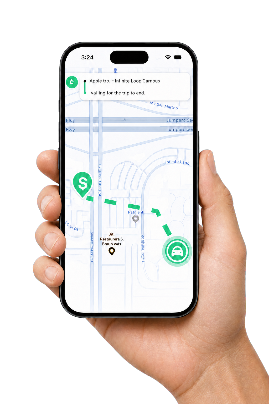 DriverAI automatically tracking a trip on a phone held in hand