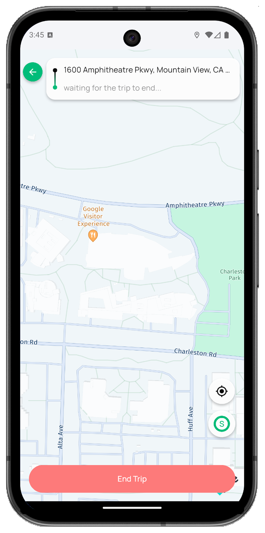DriverAI automatically tracking a trip with live GPS